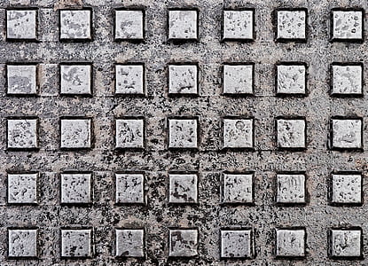 metal, grunge, cover, plate, square, array, grid