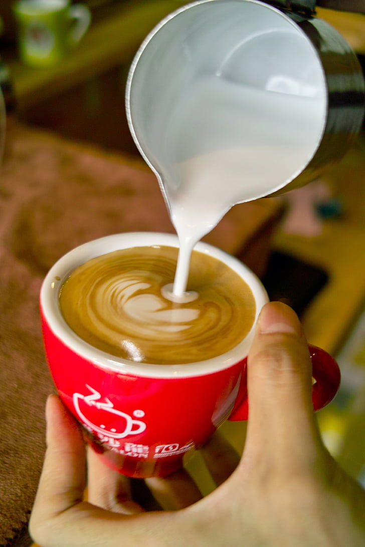 Latte art, koffie, Latte, koffie latte, Latte, drankje, Beker