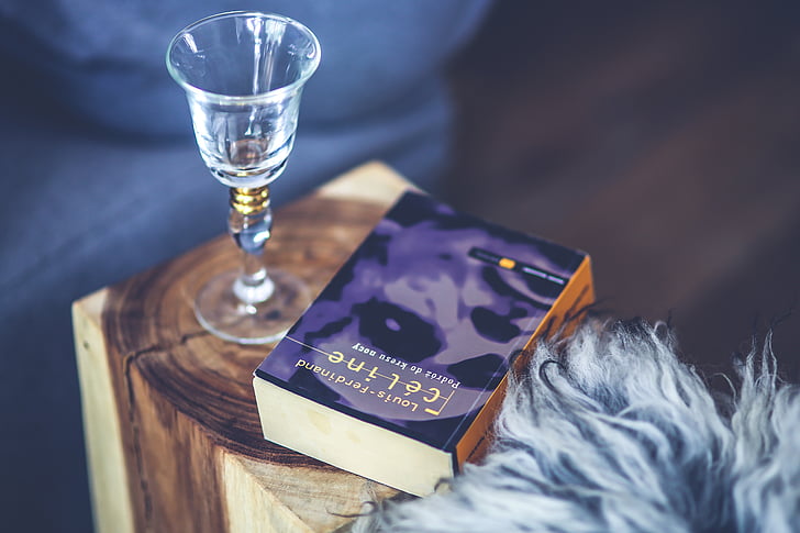 wine, glsss, book, wood, wooden, stool, alone