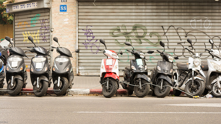 motocikls, velosipēds, iela, motocikls, motors