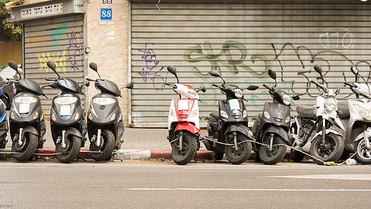 moto, bicicleta, carrer, moto, motor