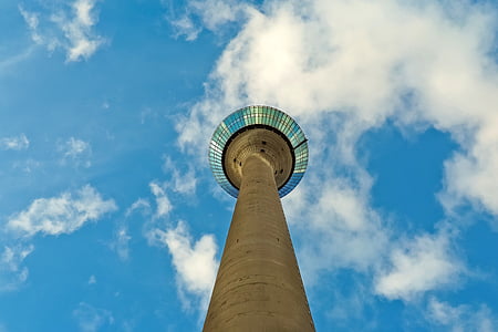Architektura, Wieża telewizyjna, Düsseldorf, punkt orientacyjny, niebo, atrakcje turystyczne, budynek