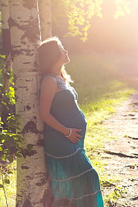 бременност, радост, де, Момиче, мама, парк, бременна