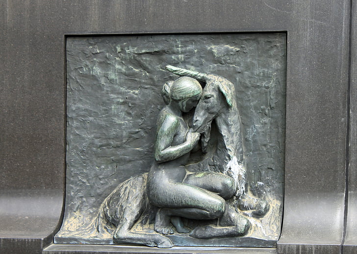 mergaitė, skulptūra, Vienaragis, Oslo, Vigeland, bronzos