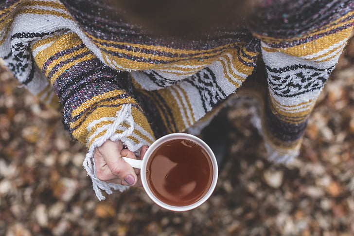 Открит, пуловер, чай, напитка, здрави, начин на живот, маникюр