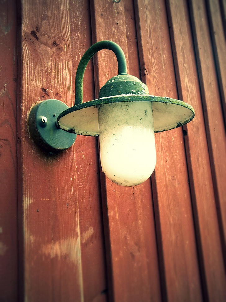 lamp, wooden wall, lantern, light, lighting, vintage, old