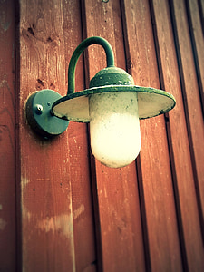 Lámpara, pared de madera, linterna, luz, iluminación, Vintage, antiguo