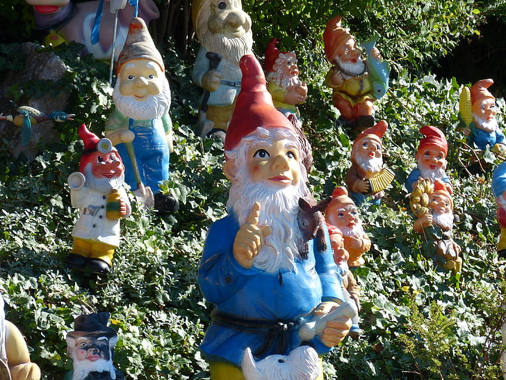 hage gnomes, skog, eventyr, morsom, Gnome, figur, stoff