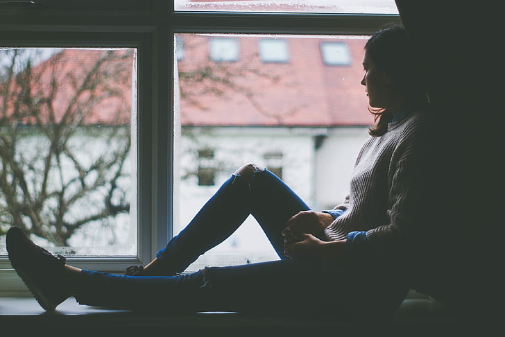 window view, sitting, indoors, girl, woman, female, relax