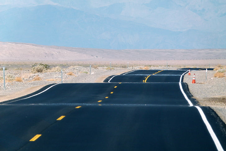 tlakovane ceste, Death valley, California, turistična atrakcija, lesketajoči, izgorevanju, utripanje