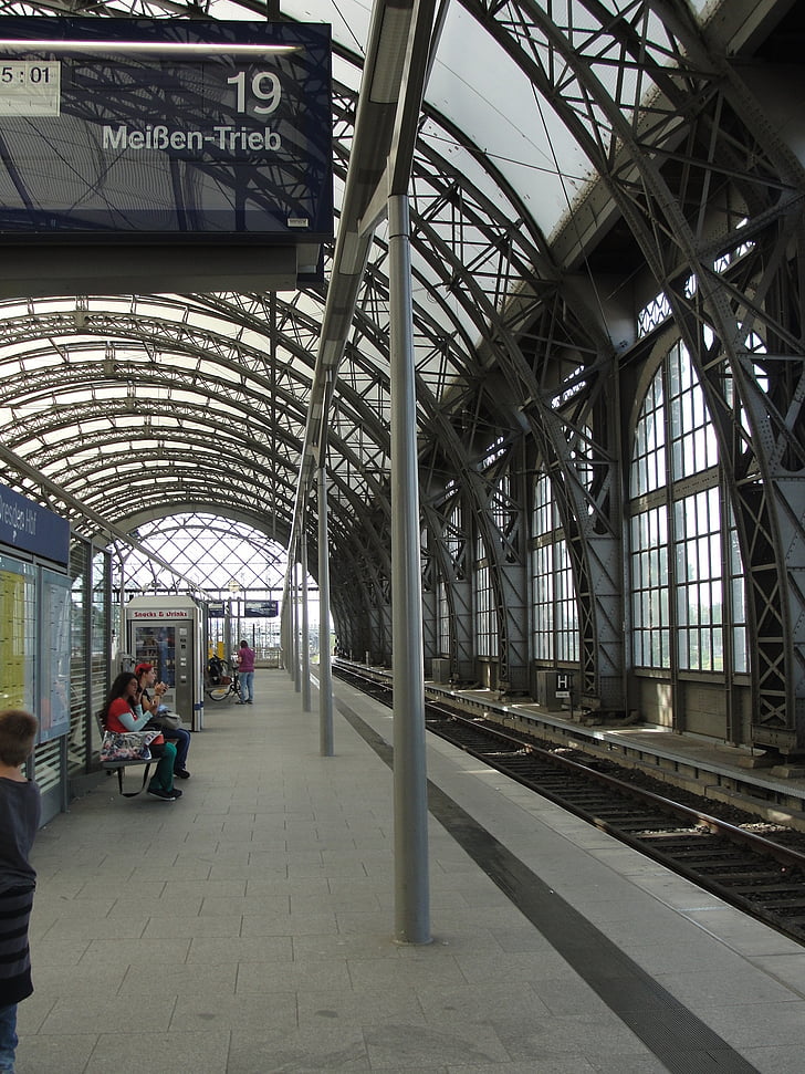 Station dresden, centraal station, het platform, staal, Treinstation, Station dak, spoorwegen