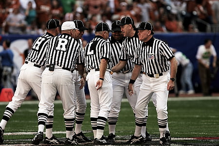 american football, referee, team, american football field, athletic, men, judge