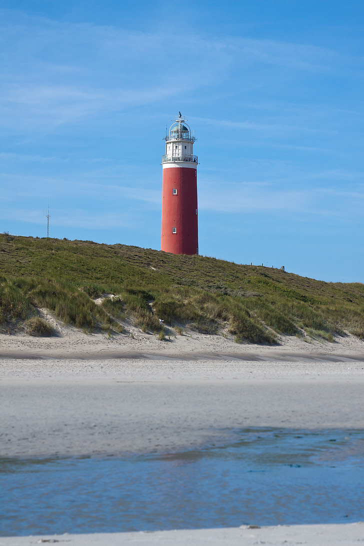 Lighthouse, gräs, Dunes, vind, sjöfart, Texel, Nederländerna