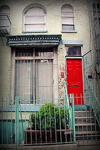 red door, door, red, entrance, house, home, architecture