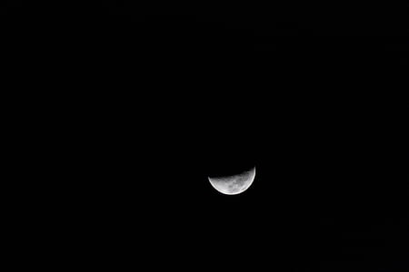 dark, sky, night, nighttime, moon, crescent, lunar