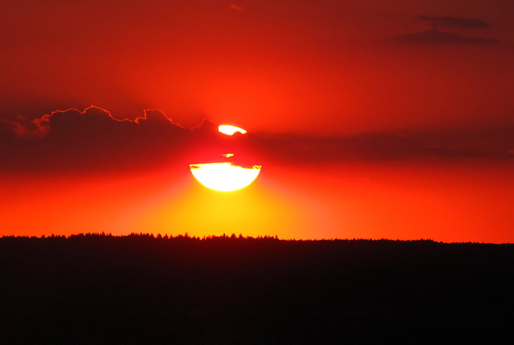 saulriets, vakarā sarkano, apelsīnu debesis, rietošo sauli, Horizon, ainava, krēslas