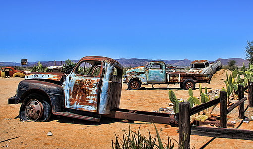 rostfritt, öken, bil vrak, vågar, gamla, Namibia, Auto