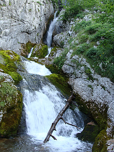 瀑布, 水, 山脉, 斯洛文尼亚, 自然, 假期