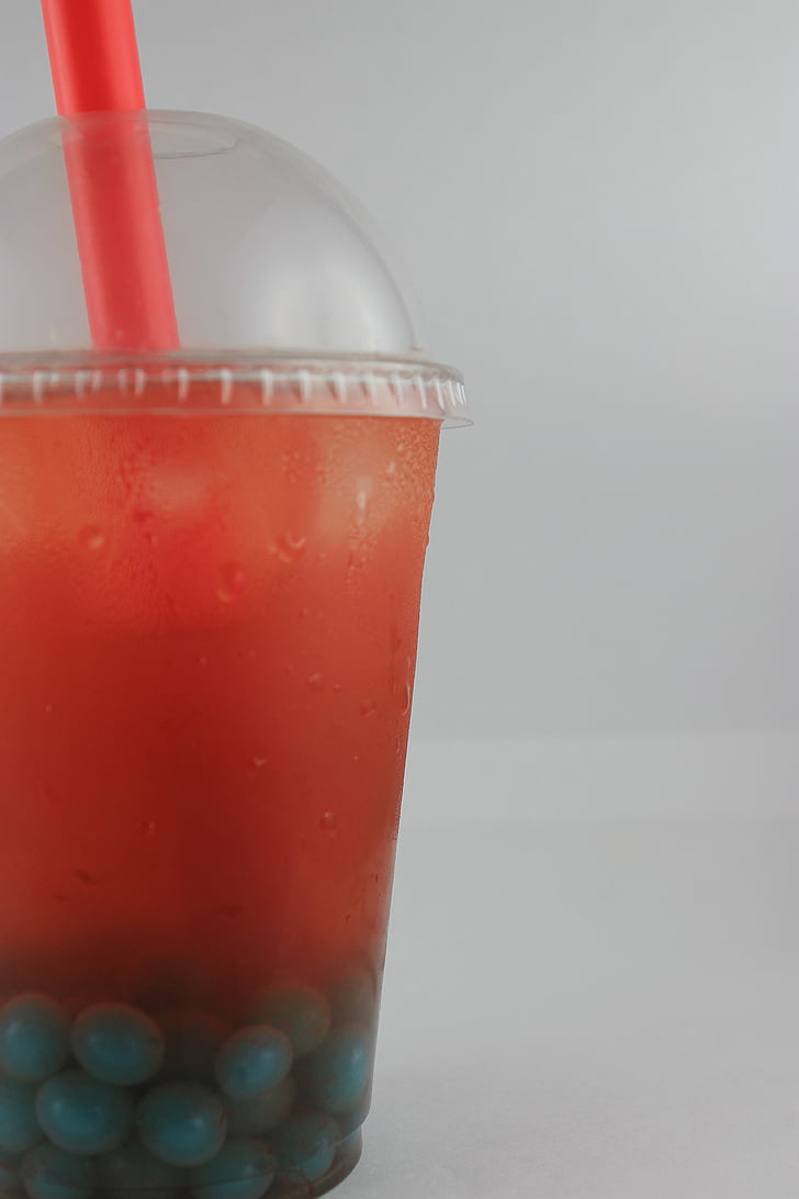 bubble tea, strawberry, beads, juice, freshness, iceberg, drink
