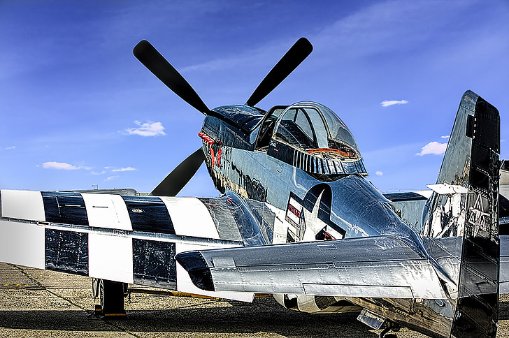 plane, aircraft, military, p-51, fighter, aviation, airplane