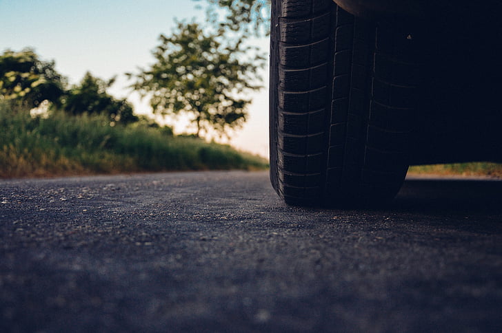 car, tire, gray, pave, raod, road, car tire