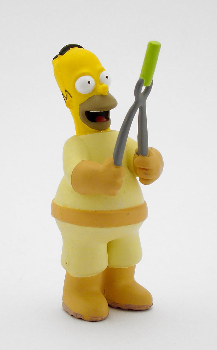 Homer, Simpsons, ritning, snögubbe, leksak