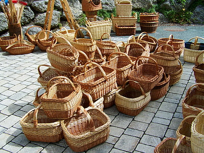 cestas de, trenzado, producto hecho a mano