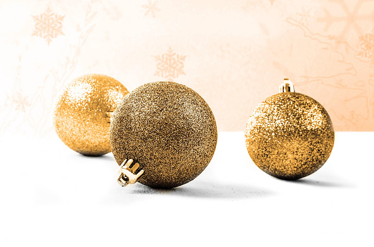 decoration, gold, christmas time, christmas baubel, christmas card, white, sparkle