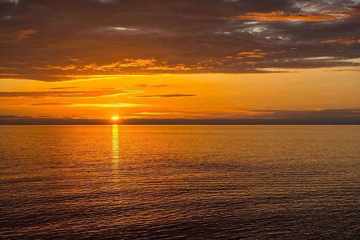 Ήλιος, στη θάλασσα, το βράδυ, ηλιοβασίλεμα, πορτοκαλί χρώμα, ομορφιά στη φύση, scenics