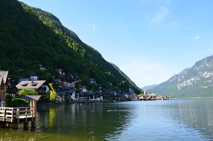 Austrija, Hallstatt, Svibanj 2015., vode, Rijeka, jezero, planine
