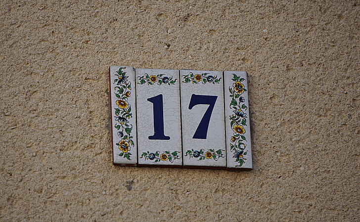 terracotta, Indirizzo, Via, numero, scenografo, blu, urbano