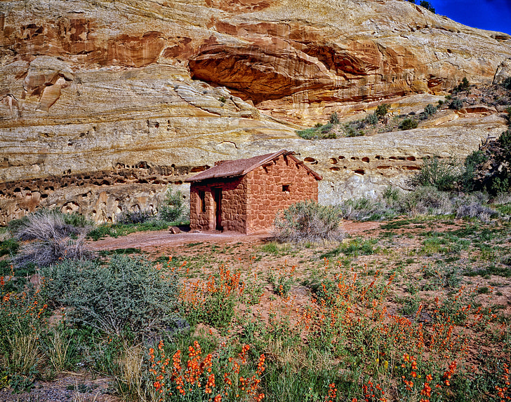 Utah, kabin, Hut, rumah, rumah, batu bata, pegunungan