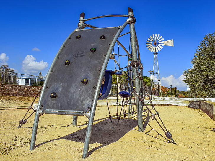 Детска площадка, модерни, дизайн, архитектура, Оборудване, парк, dherynia