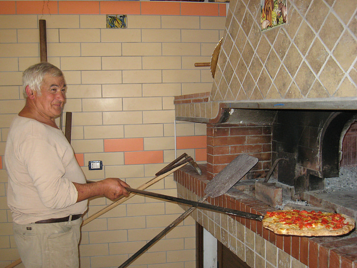 kuhar, pizza, talijanski, čovjek, kuhinje, Italija, Pizzeria