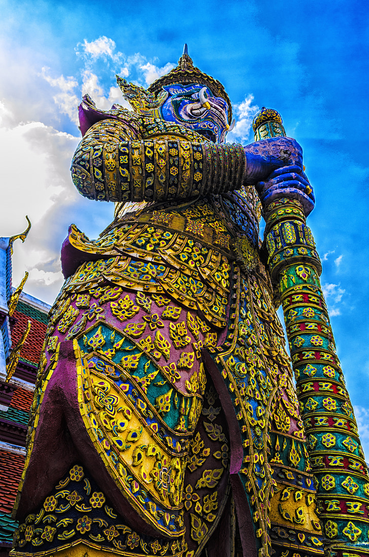 giant, statue, wat arun, asian, guard, temple, thai