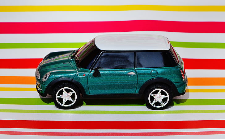 Mini cooper, automatisk, modell, kjøretøy, Mini, grønn, bil