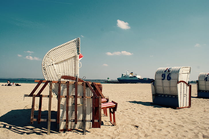 Baltijas jūrā, pludmales krēsls, Travemünde