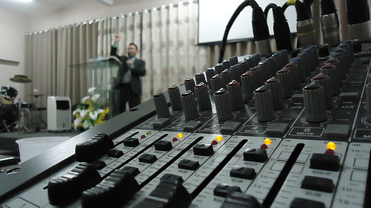 tabell, ljud, mixer, Pastor, kyrkan, elektronik, ljudutrustning
