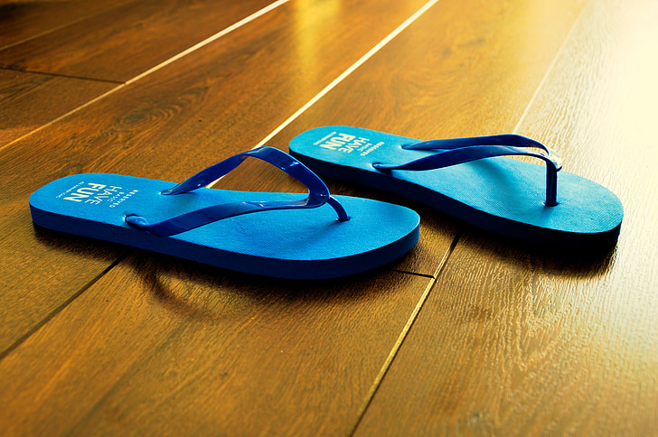 รองเท้าแตะ, ฤดูร้อน, สีฟ้า, ชายหาด, รองเท้าแตะ, ฮอลิเดย์, แฟชั่น