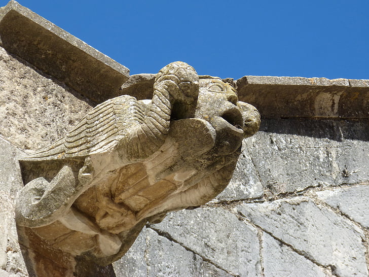 Gargoyle, skulptur, gotisk arkitektur, middelalderen, poblet, Catalunya