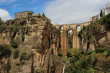 ronda, Spanyolország, Andalúzia, híd, történelem, régi tönkre, építészet