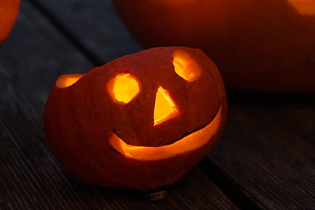 calabaza, calabaza fantasma, otoño, decoración, Halloween, brillante, decoración de otoño