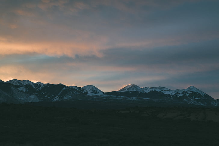 mountain, covered, snow, golden, hours, cloud, scenics