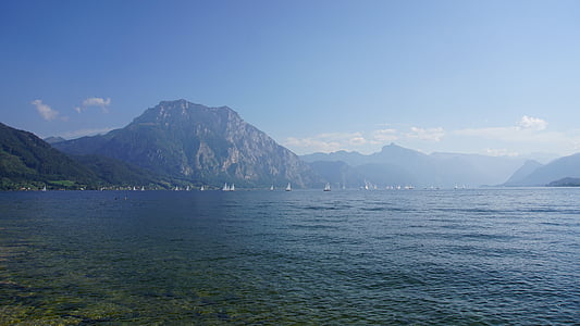 Jezioro Traun, Austria, wody, krajobraz, Gmunden, Natura, Jezioro