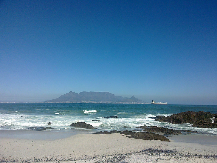 cer albastru, Muntele Table, plajă, Cape town, mare, linia de coastă, natura