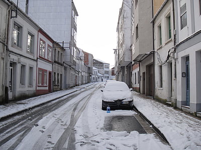 nevada street, snow, city, snow car, winter, street, car