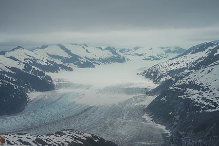 alaska, mendenhall glacier, mountains, snow, landscape, glacier, winter