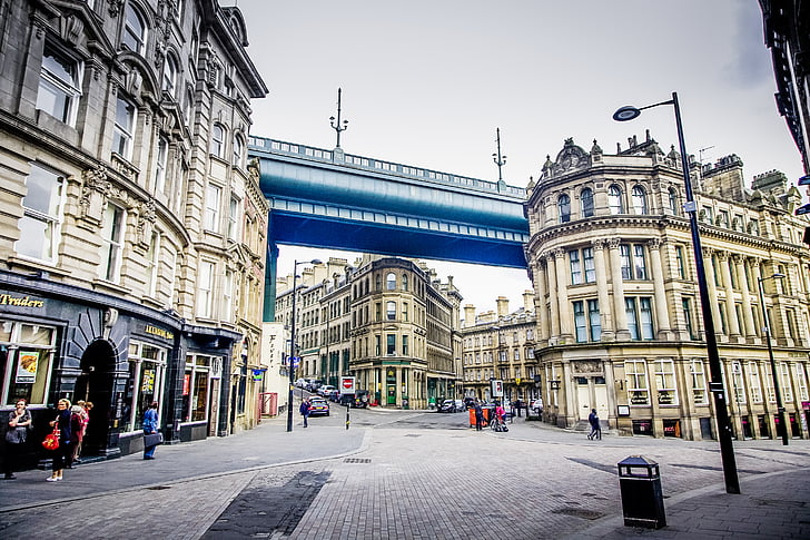 arkitektur, Bridge, Storbritannien, staden, Downtown, Newcastle, townen centrerar