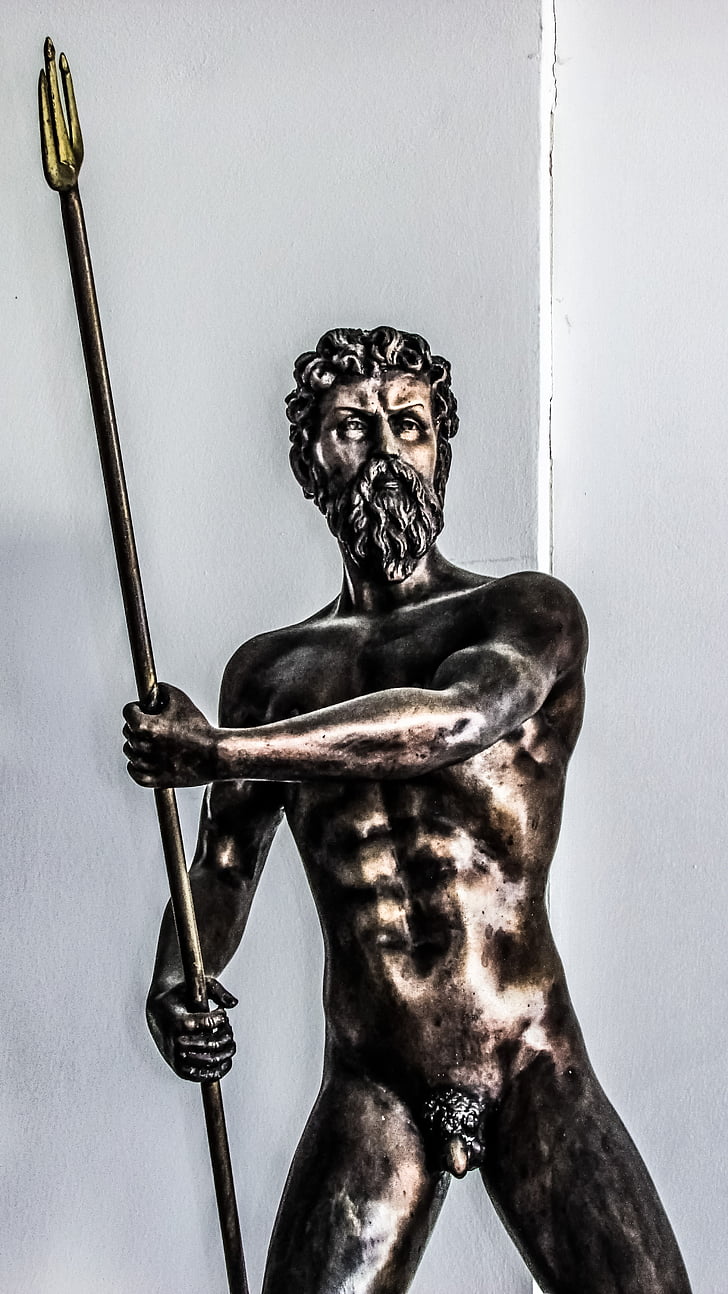 cyprus, ayia napa, thalassa museum, poseidon, god of sea, statue