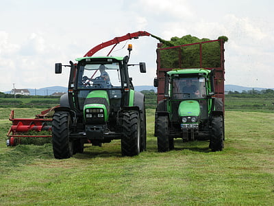 farming, tractors, agriculture, harvest, grass, field, farm